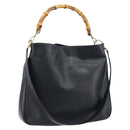 GUCCI Bamboo Shoulder Bag Leather 2way Black Gold 001 1781 1577 Auth 174579-1