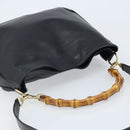 GUCCI Bamboo Shoulder Bag Leather 2way Black Gold 001 1781 1577 Auth 174579-6