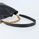 GUCCI Bamboo Shoulder Bag Leather 2way Black Gold 001 1781 1577 Auth 174579-9