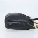 GUCCI Bamboo Shoulder Bag Leather 2way Black Gold 001 3444 1577 Auth 174580-3