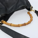 GUCCI Bamboo Shoulder Bag Leather 2way Black Gold 001 3444 1577 Auth 174580-7