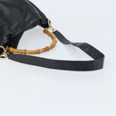 GUCCI Bamboo Shoulder Bag Leather 2way Black Gold 001 3444 1577 Auth 174580-8