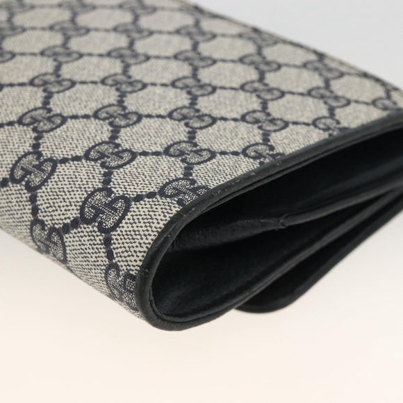 GUCCI GG Supreme Clutch Bag PVC Navy Gold Auth 174582