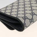 GUCCI GG Supreme Clutch Bag PVC Navy Gold Auth 174582-11