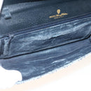 GUCCI GG Supreme Clutch Bag PVC Navy Gold Auth 174582-13