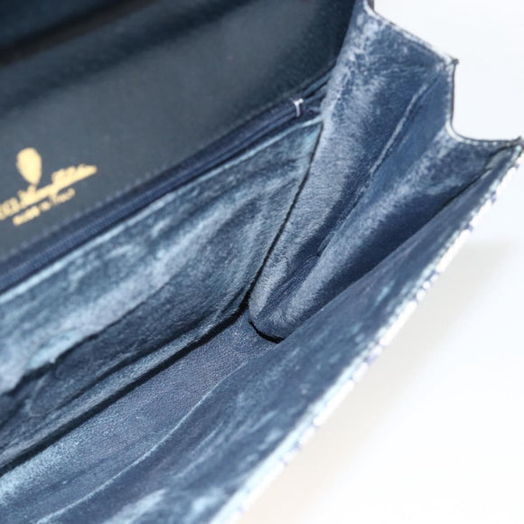GUCCI GG Supreme Clutch Bag PVC Navy Gold Auth 174582