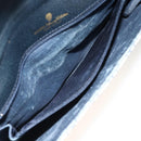 GUCCI GG Supreme Clutch Bag PVC Navy Gold Auth 174582-17