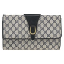 GUCCI GG Supreme Clutch Bag PVC Navy Gold Auth 174582-2