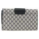 GUCCI GG Supreme Clutch Bag PVC Navy Gold Auth 174582-3
