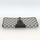 GUCCI GG Supreme Clutch Bag PVC Navy Gold Auth 174582-6
