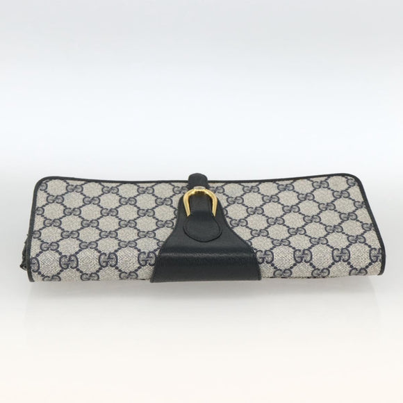 GUCCI GG Supreme Clutch Bag PVC Navy Gold Auth 174582