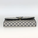 GUCCI GG Supreme Clutch Bag PVC Navy Gold Auth 174582-7