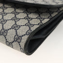 GUCCI GG Supreme Clutch Bag PVC Navy Gold Auth 174582-8