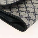 GUCCI GG Supreme Clutch Bag PVC Navy Gold Auth 174582-9