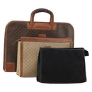 CELINE Macadam Canvas C Macadam Canvas Bag PVC Leather 3 Set Brown Auth 174584-1