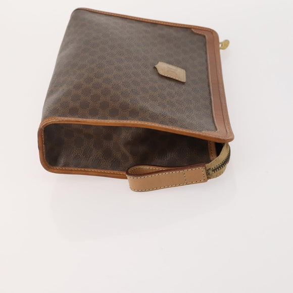 CELINE Macadam Canvas Clutch Bag PVC Leather 3 Set Brown Auth 174585