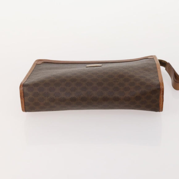 CELINE Macadam Canvas Clutch Bag PVC Leather 3 Set Brown Auth 174585
