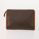 CELINE Macadam Canvas Clutch Bag PVC Leather 3 Set Brown Auth 174585-15