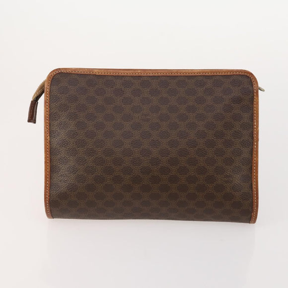 CELINE Macadam Canvas Clutch Bag PVC Leather 3 Set Brown Auth 174585