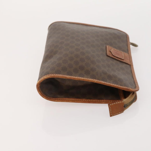 CELINE Macadam Canvas Clutch Bag PVC Leather 3 Set Brown Auth 174585