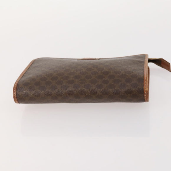CELINE Macadam Canvas Clutch Bag PVC Leather 3 Set Brown Auth 174585