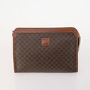 CELINE Macadam Canvas Clutch Bag PVC Leather 3 Set Brown Auth 174585-2