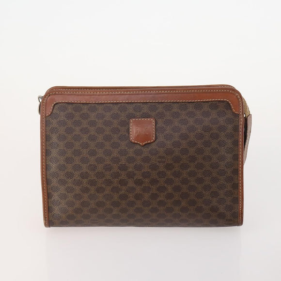 CELINE Macadam Canvas Clutch Bag PVC Leather 3 Set Brown Auth 174585