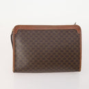 CELINE Macadam Canvas Clutch Bag PVC Leather 3 Set Brown Auth 174585-3