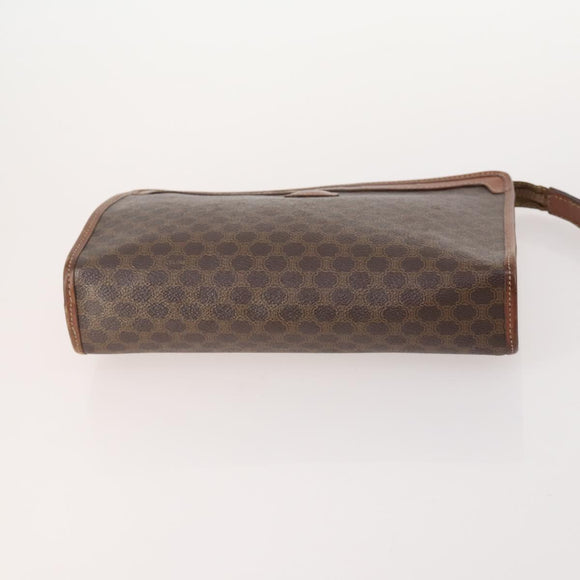 CELINE Macadam Canvas Clutch Bag PVC Leather 3 Set Brown Auth 174585