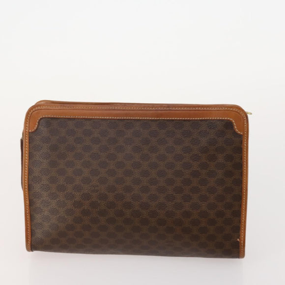 CELINE Macadam Canvas Clutch Bag PVC Leather 3 Set Brown Auth 174585