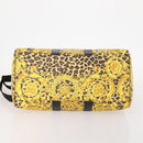 Gianni Versace Boston Bag PVC 2way Yellow Black gold Auth 174587-5