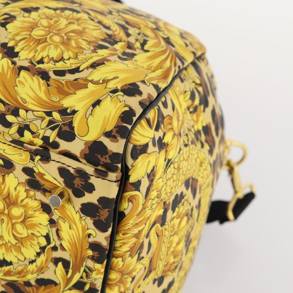 Gianni Versace Boston Bag PVC 2way Yellow Black gold Auth 174587