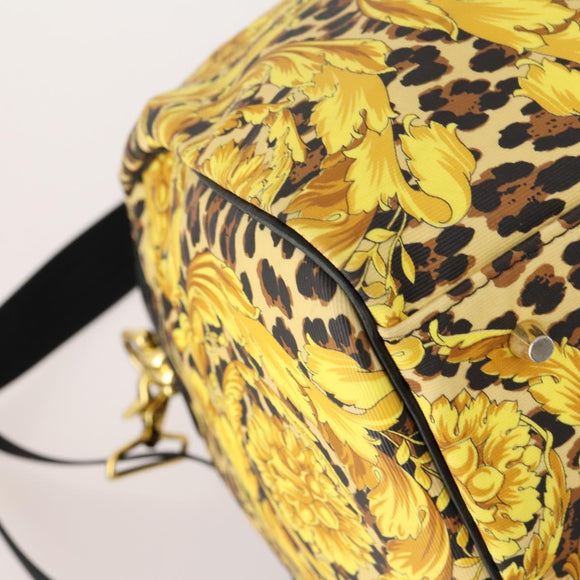 Gianni Versace Boston Bag PVC 2way Yellow Black gold Auth 174587