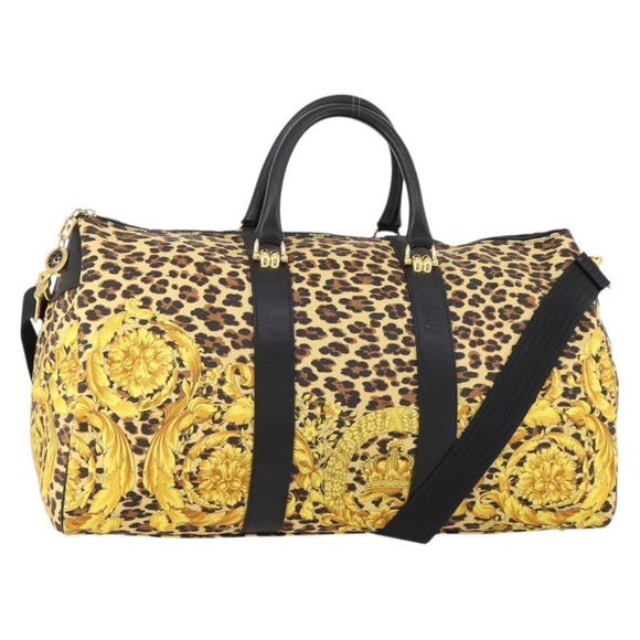 Gianni Versace Boston Bag PVC 2way Yellow Black gold Auth 174587