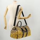 Gianni Versace Boston Bag PVC 2way Yellow Black gold Auth 174587-25