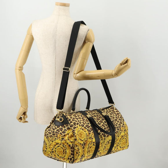 Gianni Versace Boston Bag PVC 2way Yellow Black gold Auth 174587