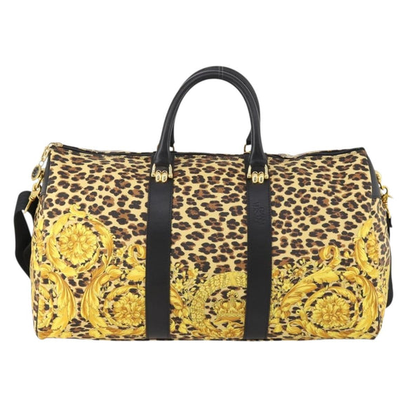 Gianni Versace Boston Bag PVC 2way Yellow Black gold Auth 174587