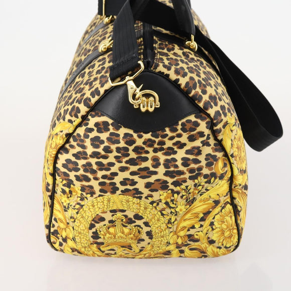 Gianni Versace Boston Bag PVC 2way Yellow Black gold Auth 174587