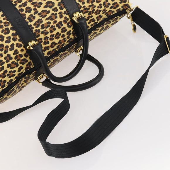Gianni Versace Boston Bag PVC 2way Yellow Black gold Auth 174587