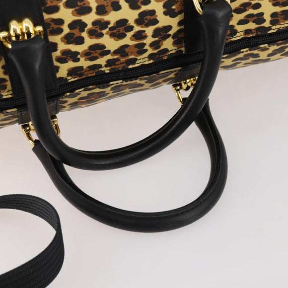 Gianni Versace Boston Bag PVC 2way Yellow Black gold Auth 174587