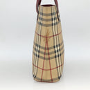 BURBERRY Nova Check Hand Bag PVC Beige Silver Auth 174589-5