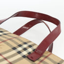 BURBERRY Nova Check Hand Bag PVC Beige Silver Auth 174589-8