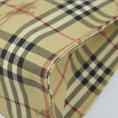BURBERRY Nova Check Hand Bag PVC Beige Gold Auth 174590-9