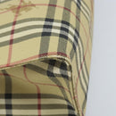 BURBERRY Nova Check Hand Bag PVC Beige Gold Auth 174590-16