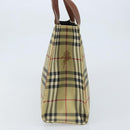 BURBERRY Nova Check Hand Bag PVC Beige Gold Auth 174590-4