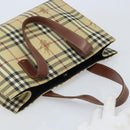 BURBERRY Nova Check Hand Bag PVC Beige Gold Auth 174590-6
