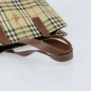 BURBERRY Nova Check Hand Bag PVC Beige Gold Auth 174590-7