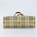 BURBERRY Nova Check Hand Bag PVC Beige Gold Auth 174590-5