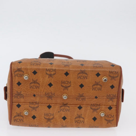 MCM Vicetos Logogram Hand Bag PVC Leather 2way Brown Gold Auth 174594