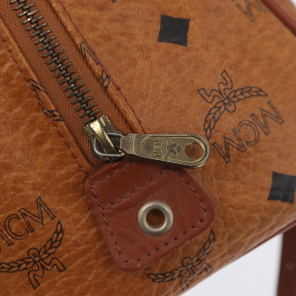 MCM Vicetos Logogram Hand Bag PVC Leather 2way Brown Gold Auth 174594